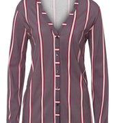 77934 Sleep And Lounge Long Sleeve Button Front Jersey Shirt - 2934 Sleek Stripe